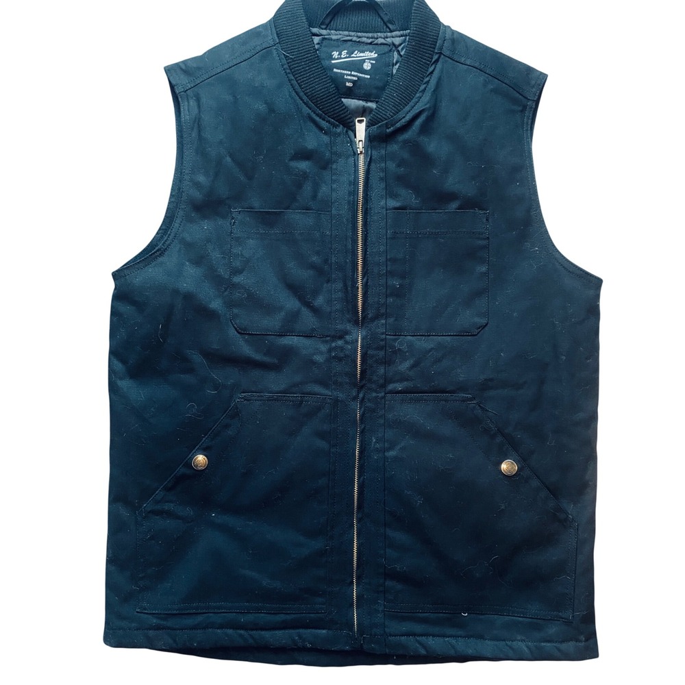 Northern Expedition Limited Mens‎ Black Canvas Quilted Insulated Workwear Vest M